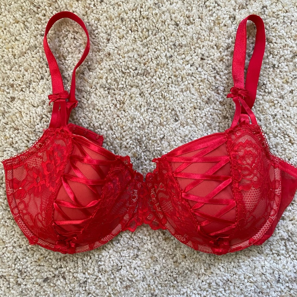 34G Adore Me Bra Red/tan